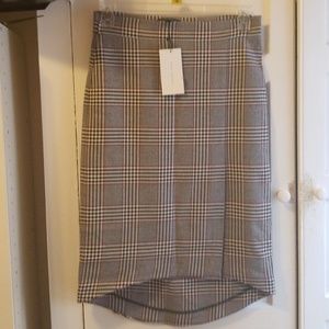 NWT cute Zara houndstooth plaid skirt, M, side slt